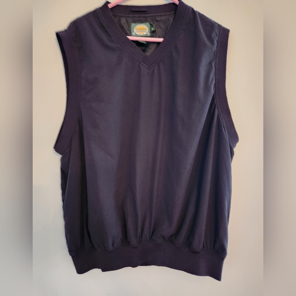 (4 For $20) Cabelas Mens Black Vest Size Reg L.  Banded bottom and V neck.
